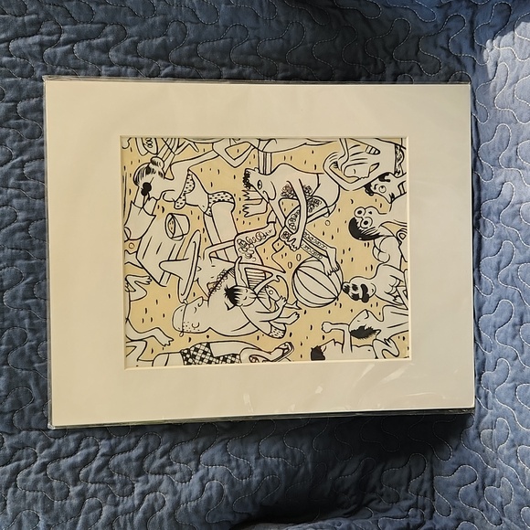 Unique Matted Fabric Art Print - Picture 1 of 6